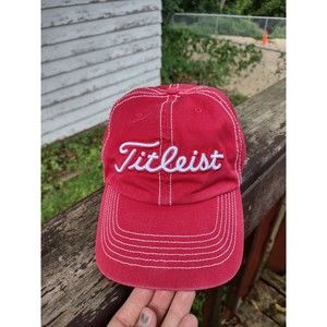 Titleist Golf Red White Cap Adjustable Strap Back hat red embroidered